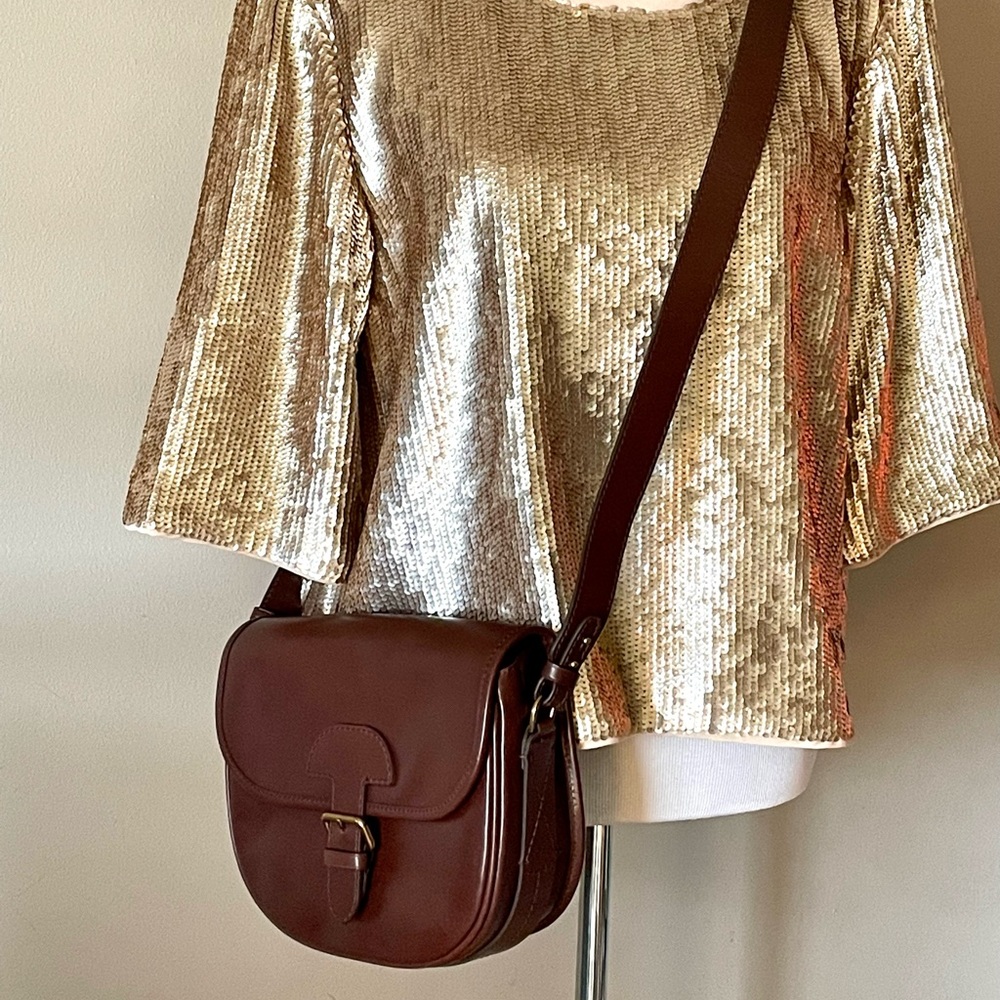 J. Crew Classic Brown Leather Saddle Bag NWOT - Picture 3 of 7